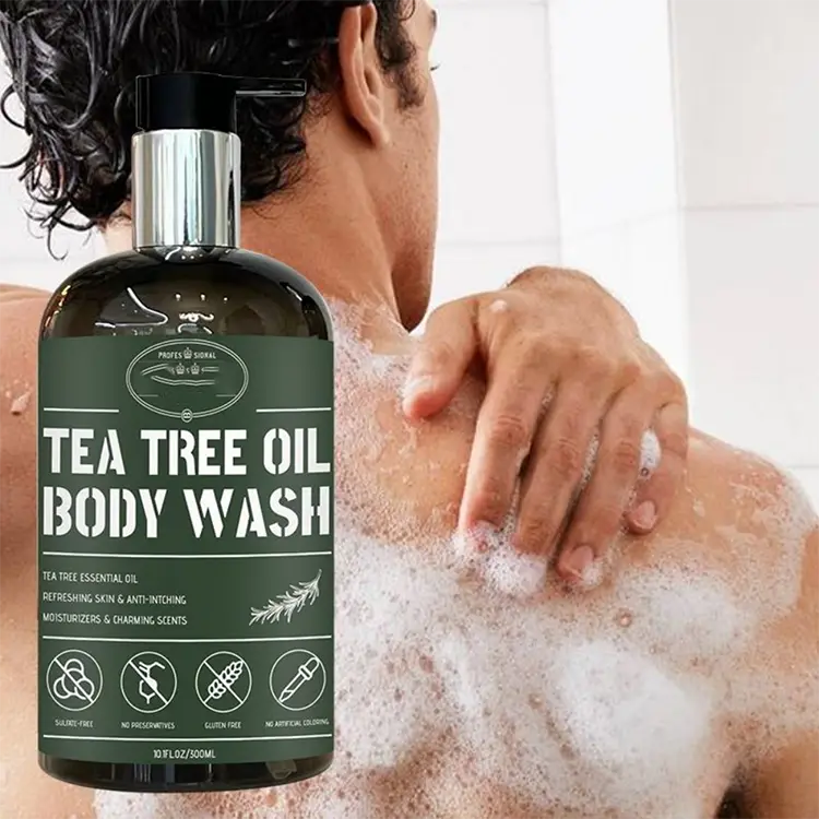 Minyak pohon teh mencuci tubuh pria